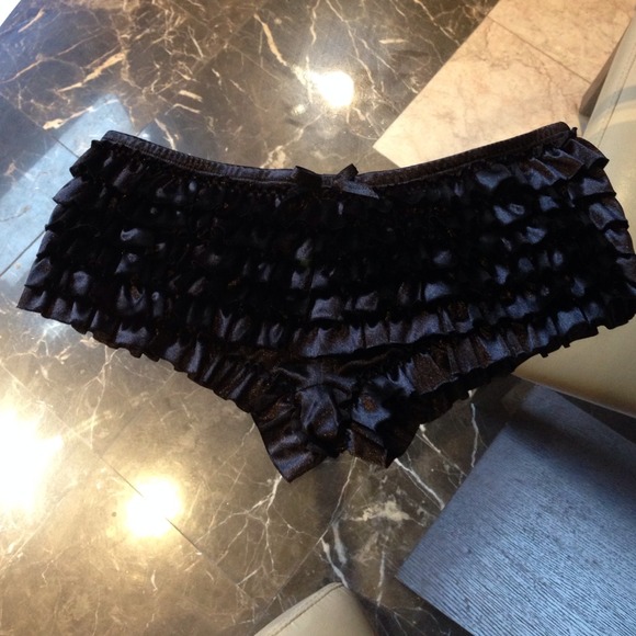 Black satin ruffle panty