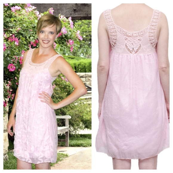 Pink Rosette Tunic Dress