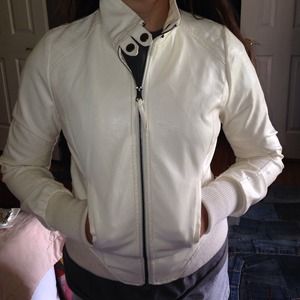 White feaux leather jacket
