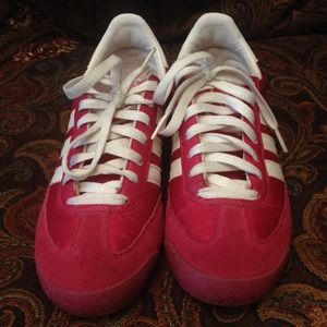 Hot pink and white Adidas