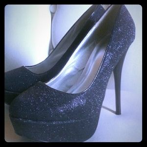 Qupid black sparkly heels