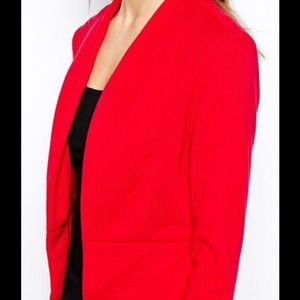 Asos Red Ponte blazer with slight peplum hem