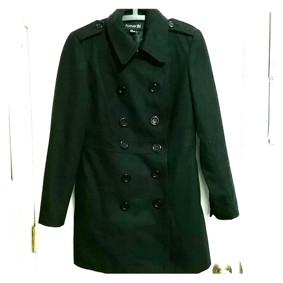❤️SOLD❤️ Black Pea Coat (Long) from Forever 21