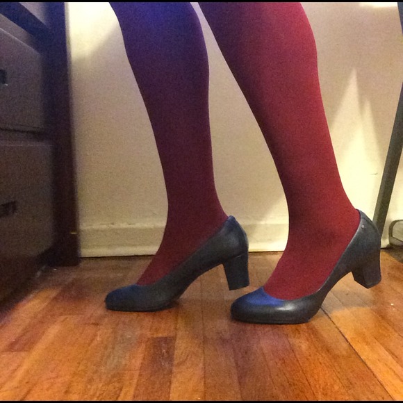 Navy Leather Pumps