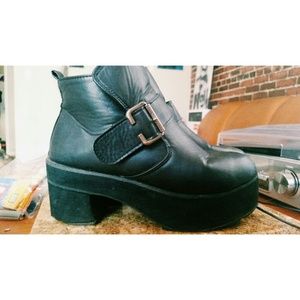 Black Grunge Platform Ankle Boot