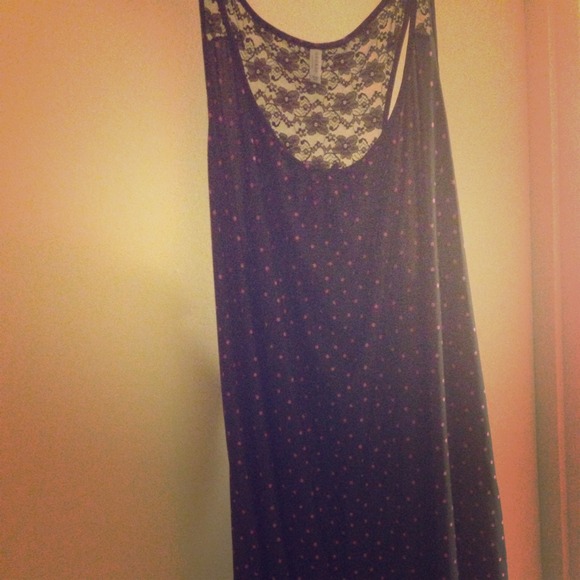 Pink dots in black silky sleek nightie