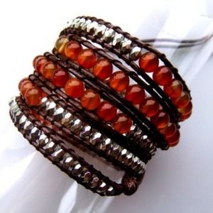 Red Agate Friendship Wrap Bracelet