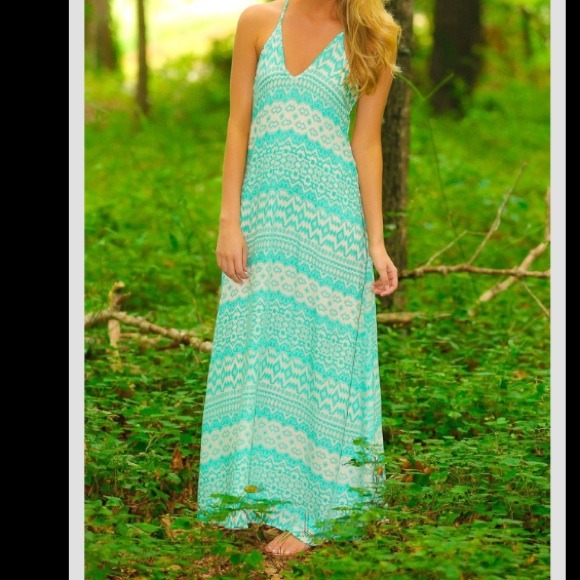 Love Stitch turquoise aztec chevron maxi - Picture 1 of 4