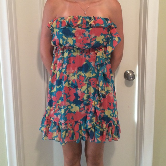Strapless floral dress