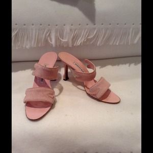 Manolo Blahnik Pink Pony Hair Sandals