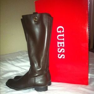 Chocolate Brown Leather Boots *GUESS