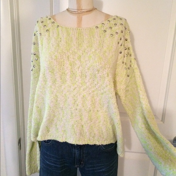 Studded shoulder loose fit sweater