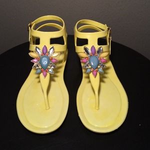Victorias Secret Yellow Jelly Embellished Sandals