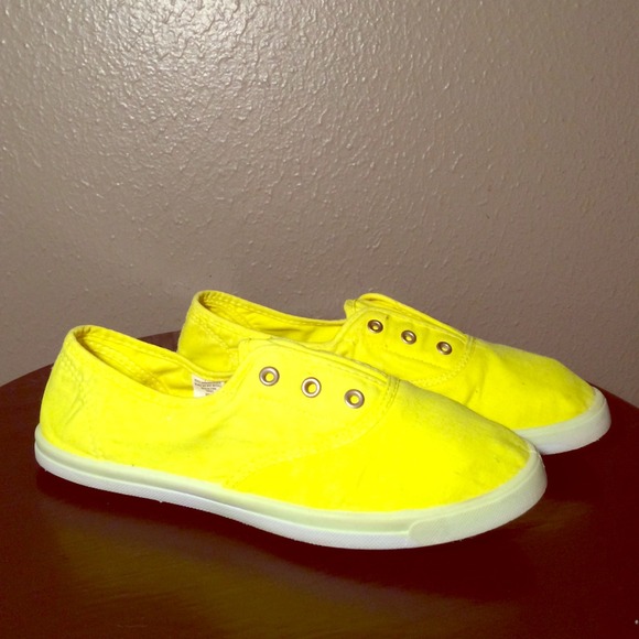 Neon Yellow Slip On's