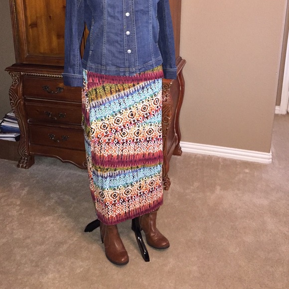 Aztec print maxi skirt