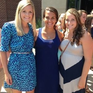 Blue print dress with silver belt