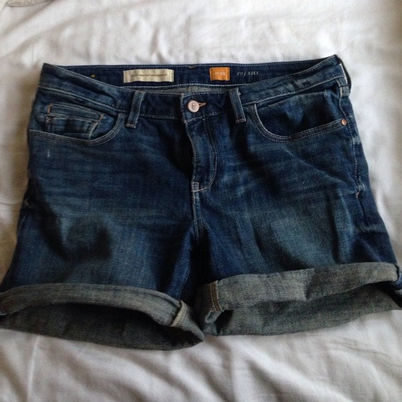 Cuffed medium wash jean shorts