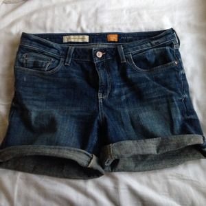 Cuffed medium wash jean shorts
