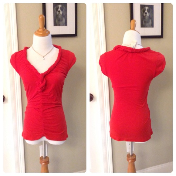 SOLD Anthropologie red Torsade tee size small - Picture 2 of 3