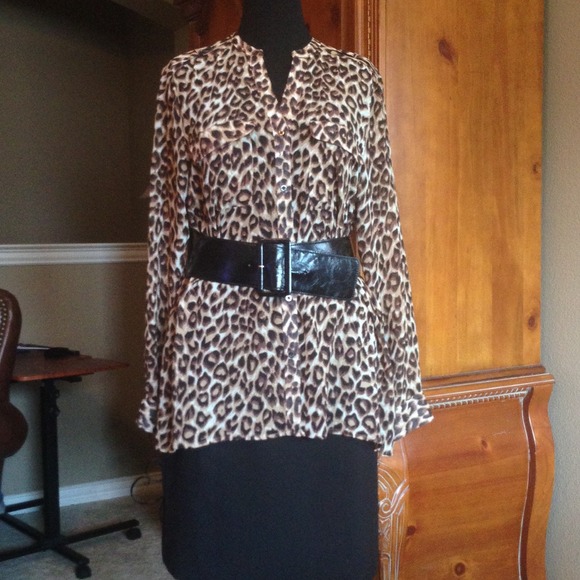 Sheer leopard print blouse