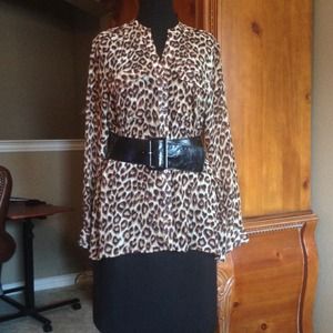 Sheer leopard print blouse