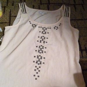 Cream color tank top with metal detailing