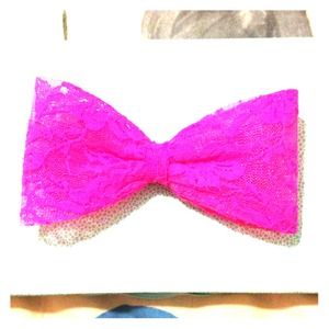 Hot pink lace bow