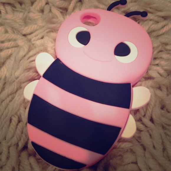 iPhone 4S Pink Silicone Bumble Bee Case/Cover