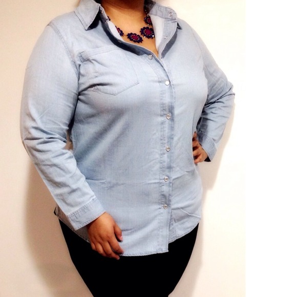 Light Blue Denim Top - Picture 3 of 4