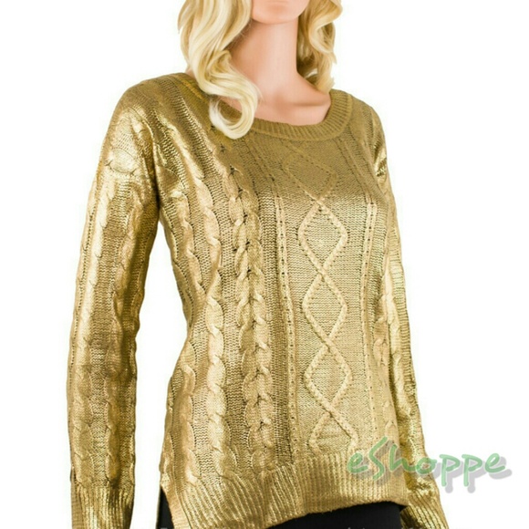 Gold Tone Knitted Pullover - Picture 1 of 3