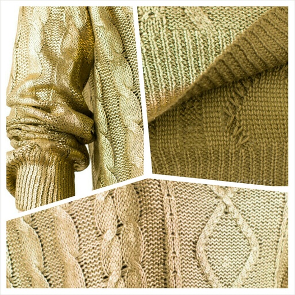 Gold Tone Knitted Pullover - Picture 3 of 3