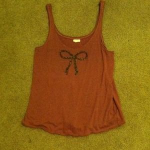 Burnt red bow tank top
