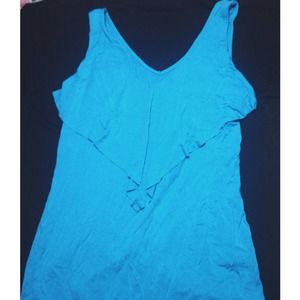 Blue flowy workout top