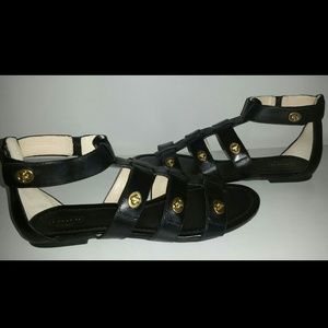 Coach Black Leather Gladiator Sandals