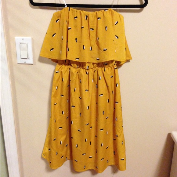 Yellow penguin patterned one piece dress everly
