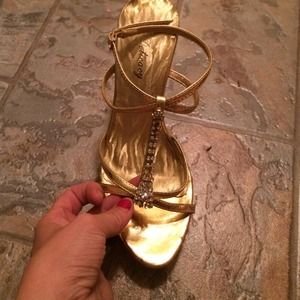 Gold rhinestone prom style heels