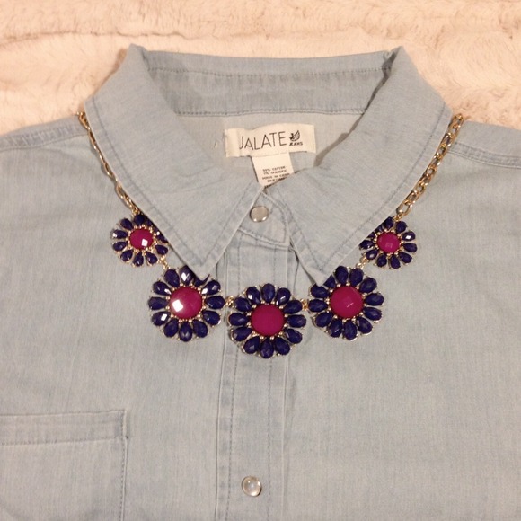 🆕 Blue & Maroon Statement Necklace Set - Picture 2 of 4