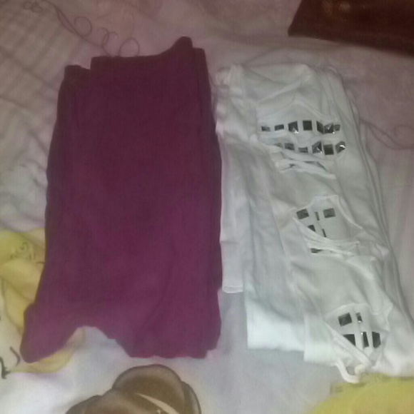 White and maroon leggings