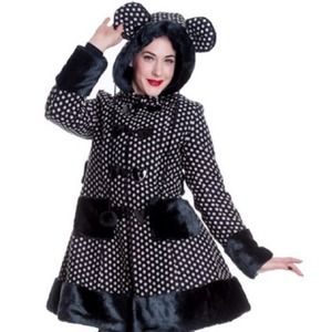 ❤️Hell Bunny Polka dot faux fur winter coat❤️