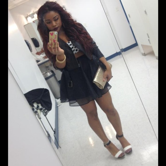 H&m mesh satin skater skirt