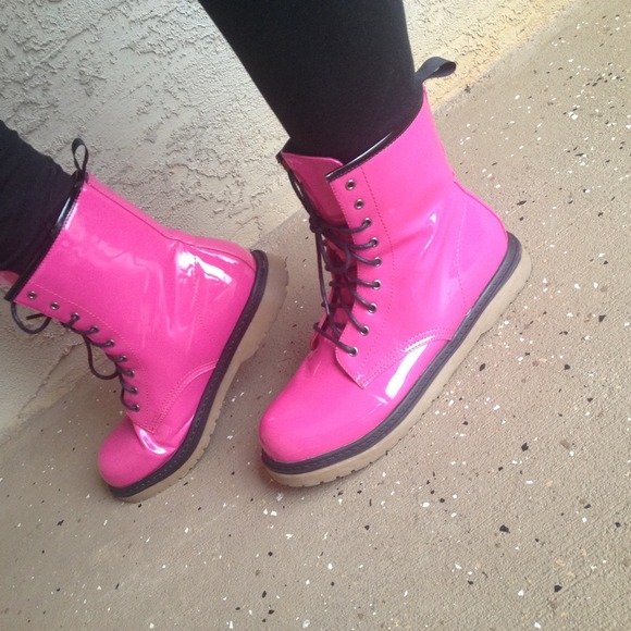 Patent Leather combat boots🌹(RED)