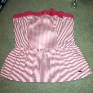 pink&white striped baby doll tube top w/ bow 🎀szL