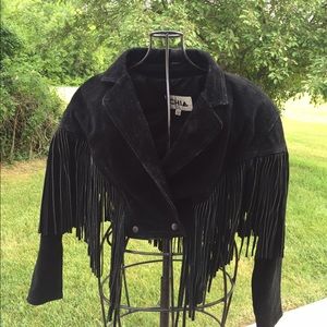 🐃Chia Black Suede Fringe Jacket🐃