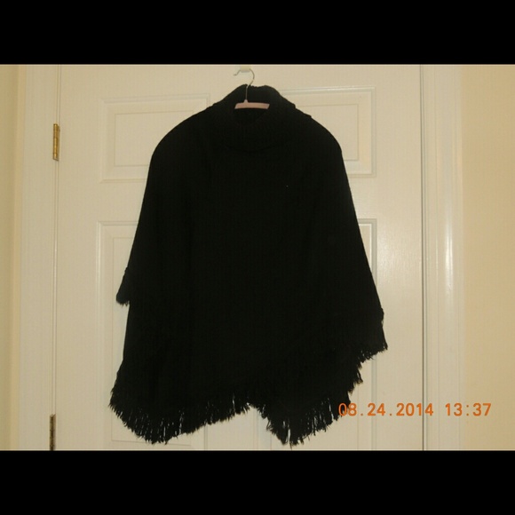 Fringe knit poncho