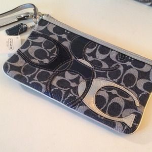 Coach denim patchwork wristlet