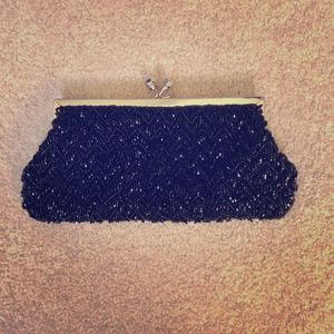 Black beaded clutch