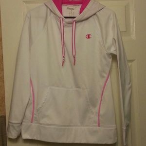 Double Dry white & pink outerwear sports hoodie