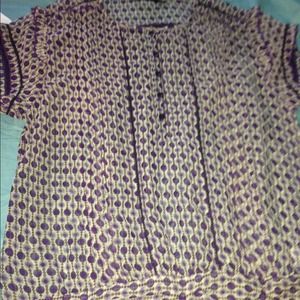 Sheer cream& purple top