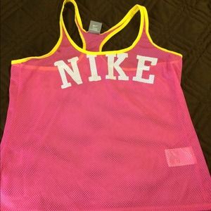 Nike hot pink mesh work out top