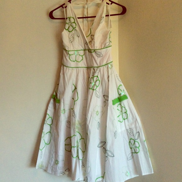 Green and white flower sundress